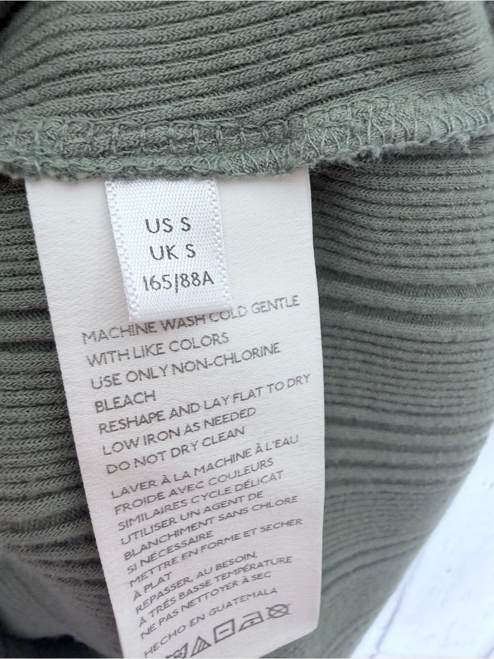 🌿 Maeve Anthropologie Olive Green Ribbed Notch Neck Top Size S - Picture 7 of 9